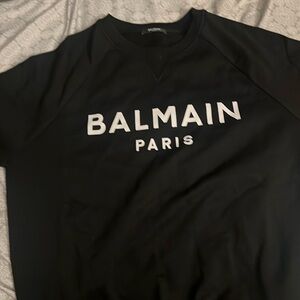 BALMAIN logo-print-crew- neck sweatshirt